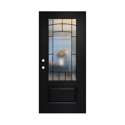 Portes extérieures modernes, dalle de verre 36 x 80 avec verre de nuage, entrée avant noire