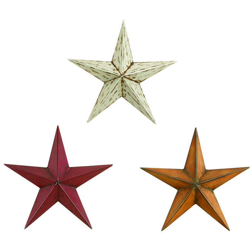 Metal Indoor Outdoor Star Multi Colored Wall Decor Set