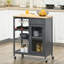 Îlot de cuisine roulant avec rangement, chariot de cuisine avec support à vin pour 4 bouteilles, chariot de bar avec porte-verres à pied, tablettes, tiroir et armoire-467060357