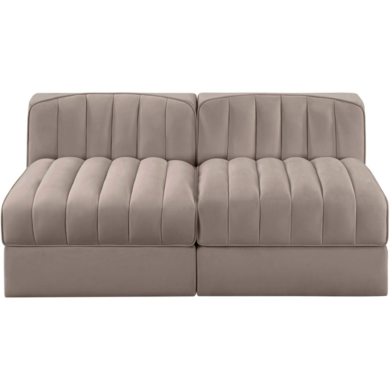 Tissu d'ameublement en velours Paynton 2 pièces Canapé modulaire, Taupe