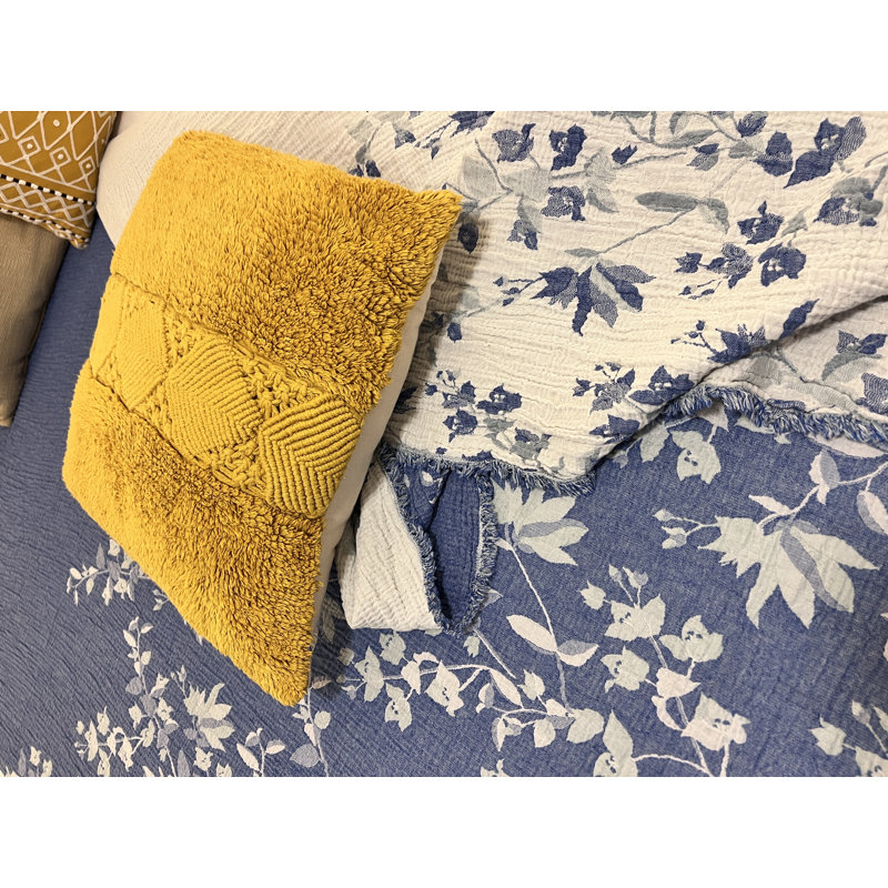 Couverture de lit en mousseline Bougainvillea - Brun, Bleu
