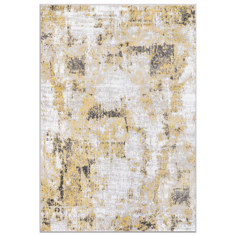 Stelia Abstract Gray/Yellow/Ivory Area Rug
