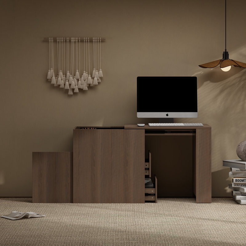Modern Walnut Scalable Writing Desk With Spacious Drawers And Sleek Design