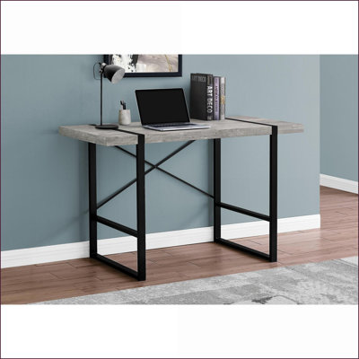 Bureaux, bureau industriel L de 49 po - Plateau en bois récupéré gris et amp; Pieds en métal noir | Gris | Panneau de particules