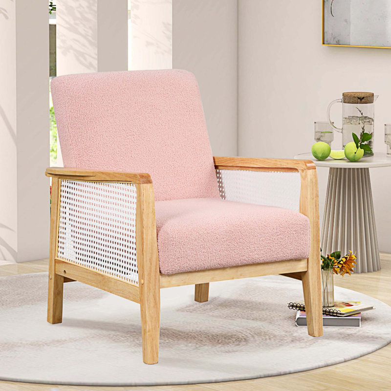 Fauteuil en velours l 25,9 po Barkeyville, Velours rose