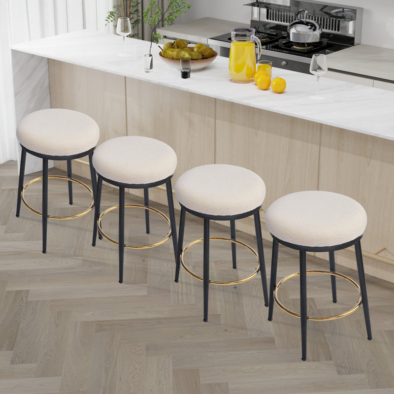 Ensemble de 4 tabourets de comptoir modernes, Blanc