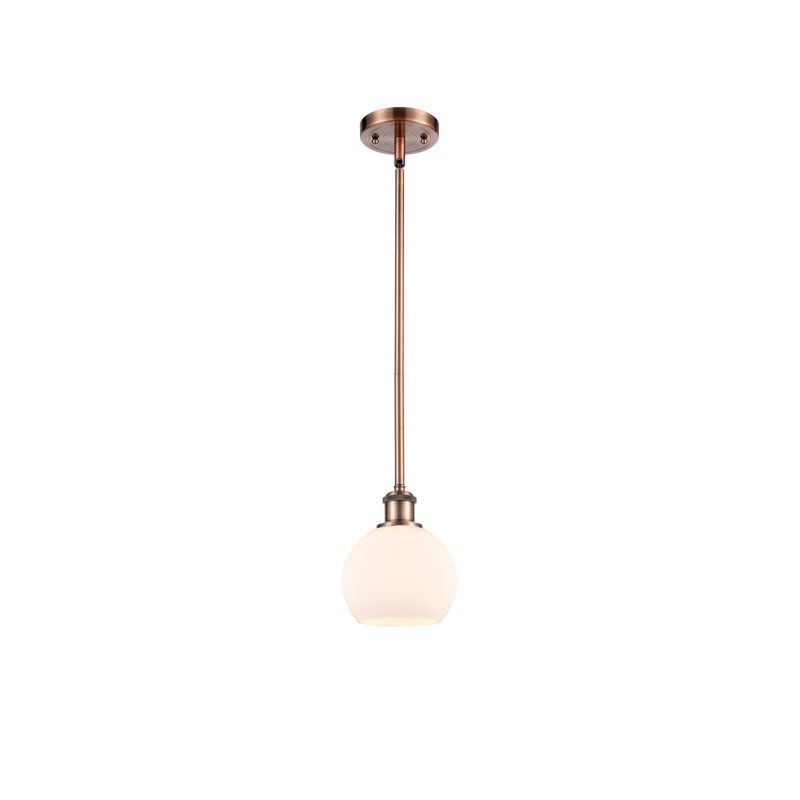 Luminaire suspendu sphère 1 lumière Cindi, Cuivre antique, Blanc, H 7,88 po x l 6 po x P 6 po