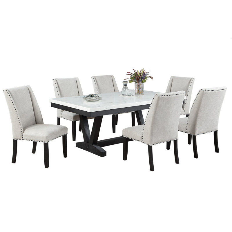 Shaye Dining Table Set, 7 Pieces: Table, 6 Chairs