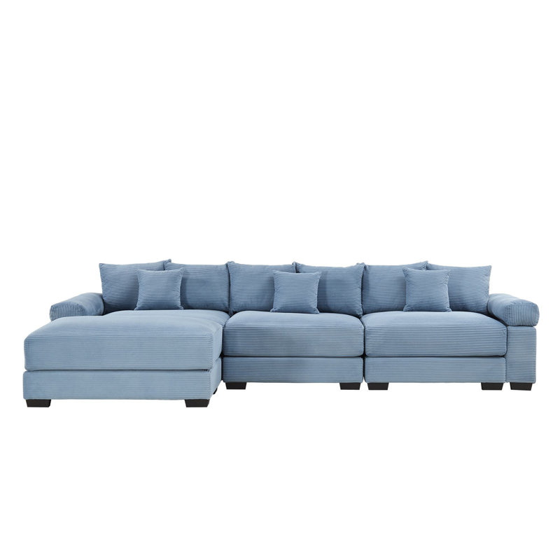 Canapé modulaire rembourré 4 pièces Naomi, Bleu