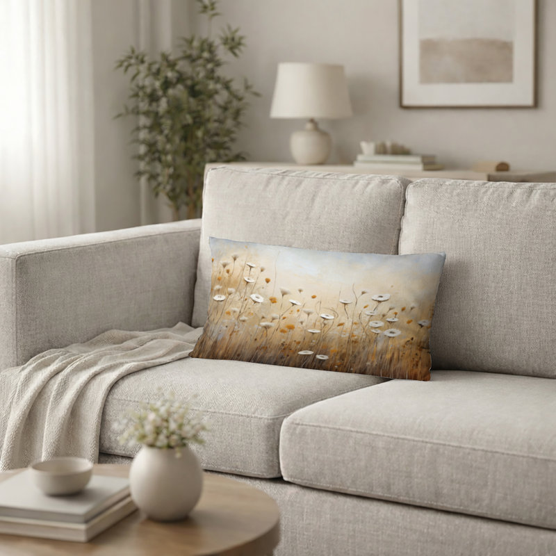 Coussin décoratif imprimé minimaliste Meadow Magic III, H 12 po x l 20 po