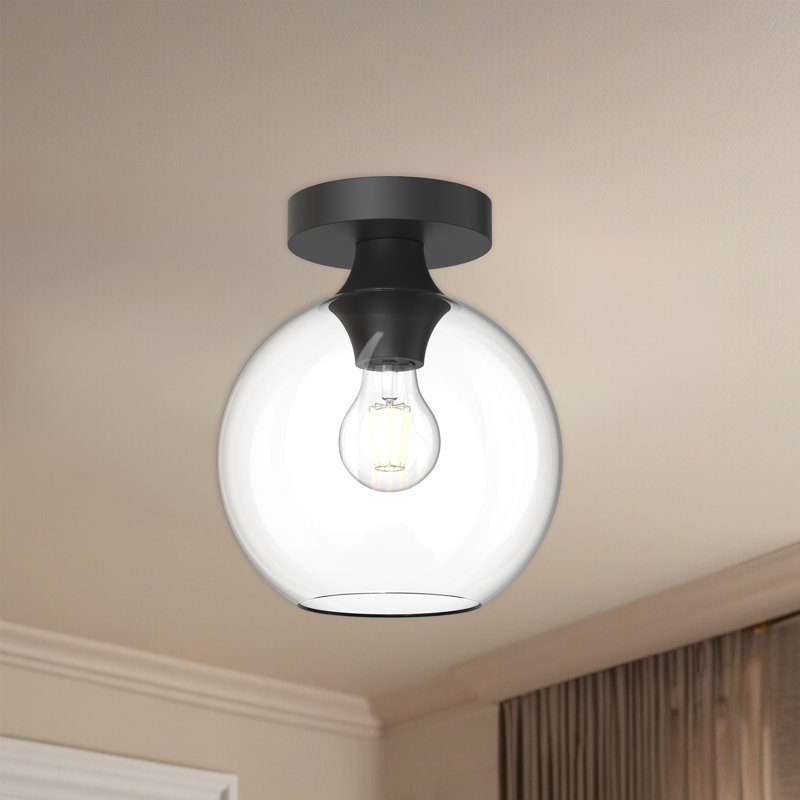 Castilla 9'' Matte Black Globe Glass Flush Mount Light