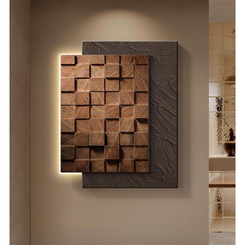 Bande de grès tridimensionnelle de style zen avec peintures murales peintes claires, H 47,24 po x l 39,37 po x P 1,77 po