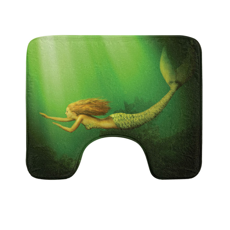  Tapis de salle de bain en forme de U Mermaid 20 po x 16 po vert foncé vert gingembre