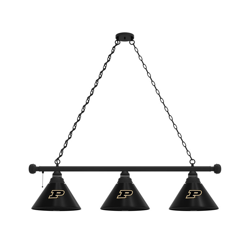 3 - Light Pool Table Lights Pendant, Black, Purdue Boilermakers