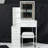 29.2" Small Size Left Bedside Cabinet Vanity Table + Cushioned Stool, Large Sliding, Touch Control, Tri-Color Switching, Brightness Adjust LED Mirror, High Capacity Storage, Suitable For Small Space-372730928