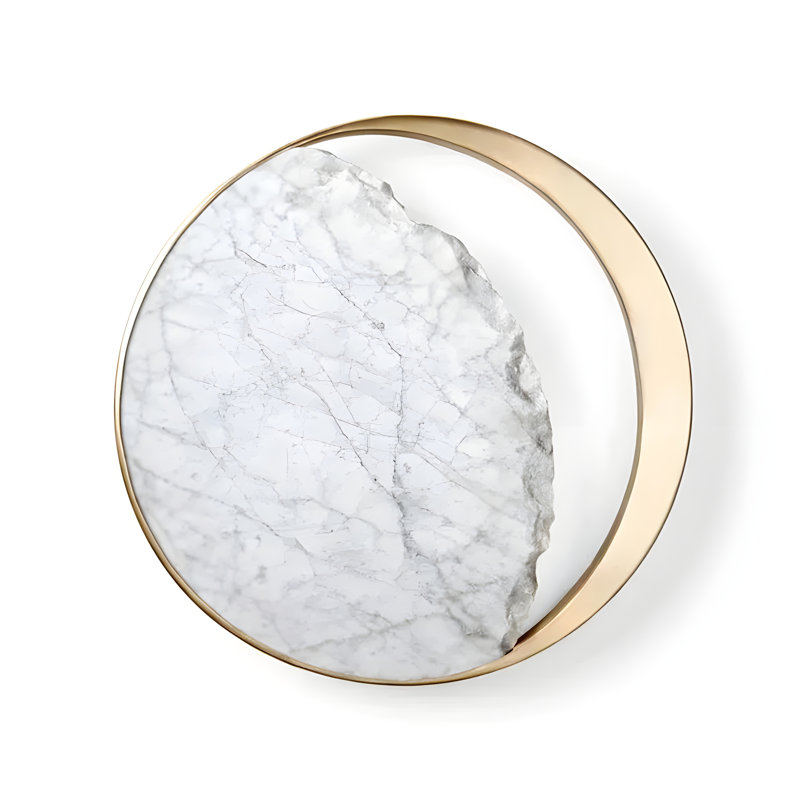 Aurora -Modern LED Wall Light – Creative Marble Sconce with Gold Ring, Eclipse Design for Bedroom, Living Room, Hallway, Aisle & Balcony