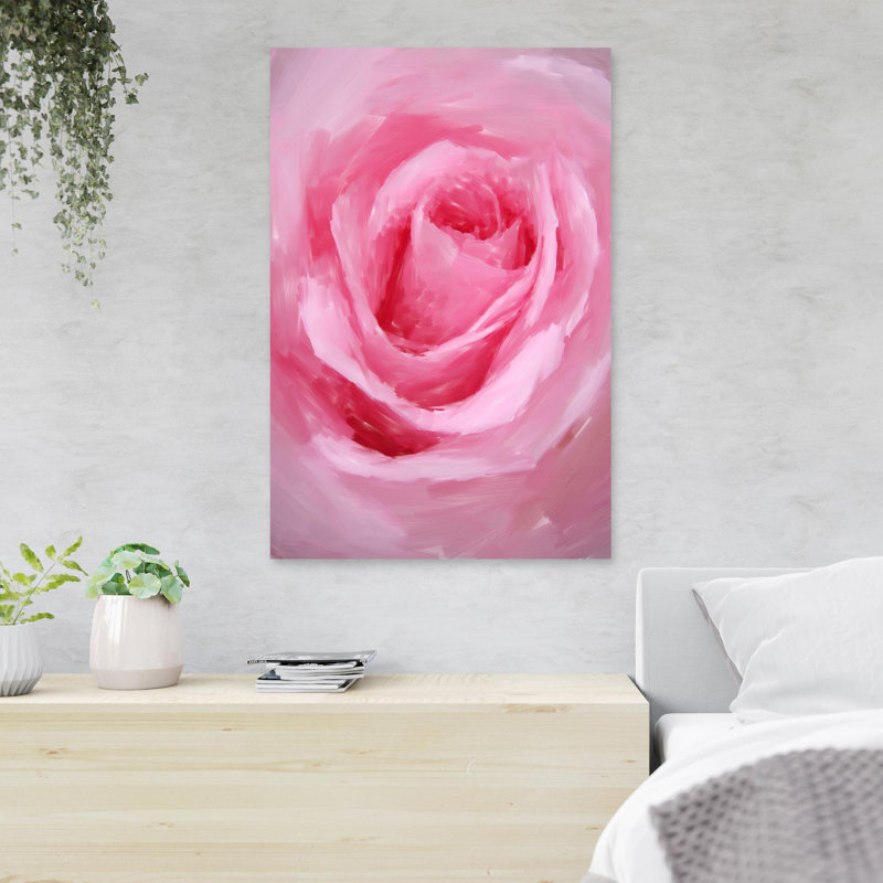 Gros plan, photo de rose rose - 1 pièce, impression sur toile tendue, H 14 po x l 11 po