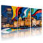 Villes et pays, paysage urbain, reflets, couleurs abstraites, veilleuses, architecture moderne, horizon urbain, ensemble de 3 impressions sur toile-146978957