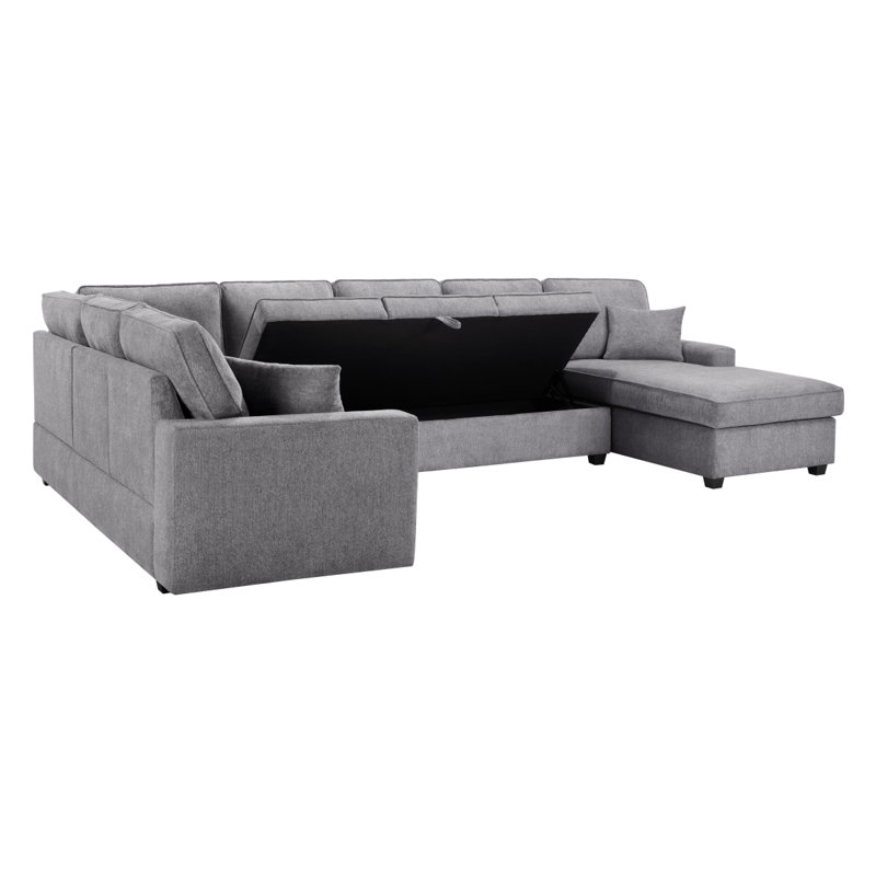 Canapé modulaire en chenille de 137 po de largeur avec méridienne Bonara Samara