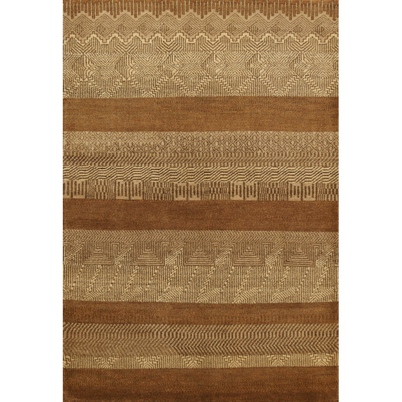 Tapis rayé Gabbeh Kashkoli noué à la main 4 x 6