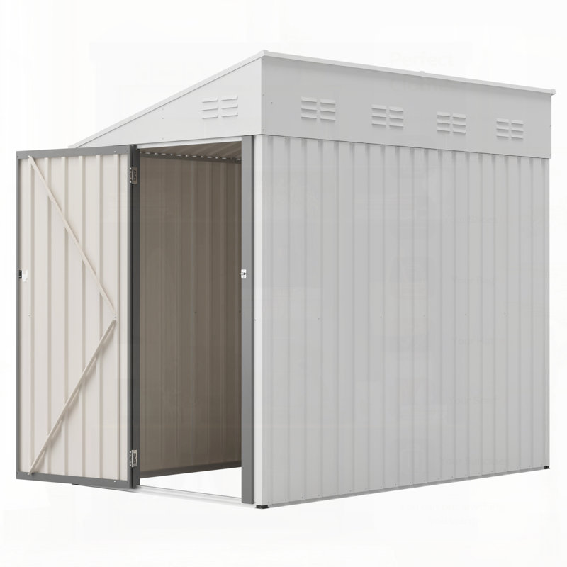 Lean-To Storage Shed, Heavy-Duty Metal Outdoor Garden & Bike Shed With Lockable Door, Easy Assembly Backyard Storage Solution