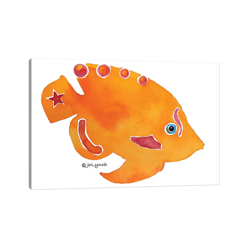 Fish Orange by Jo Lynch - Wrapped Canvas Gallery-Wrapped Canvas Giclée, 20.32cm H x 30.48cm W