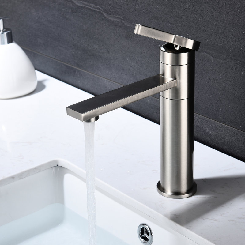 Robinet en nickel brossé pour lavabo - poignée simple, acier inoxydable, réduit les efforts de nettoyage, lavabo de salle de bain charmant, résistant à l'accumulation de saleté, forme attrayante