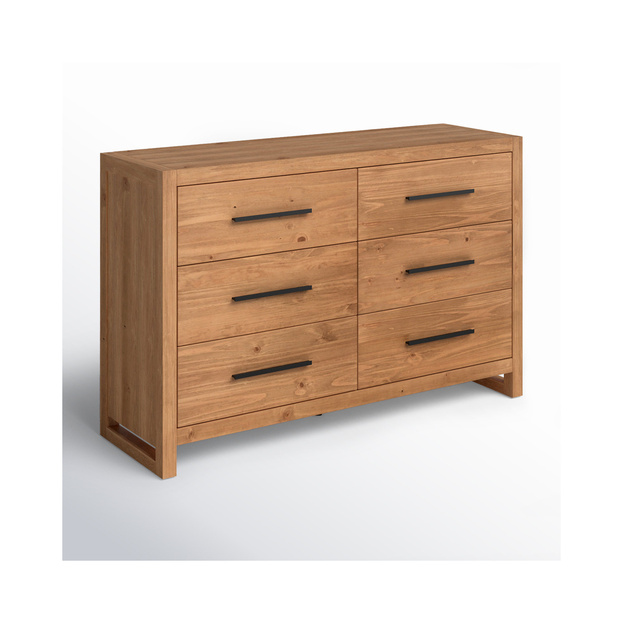 Modica 6 Drawer 60'' W Dresser Solid Wood Dresser, Brown Natural