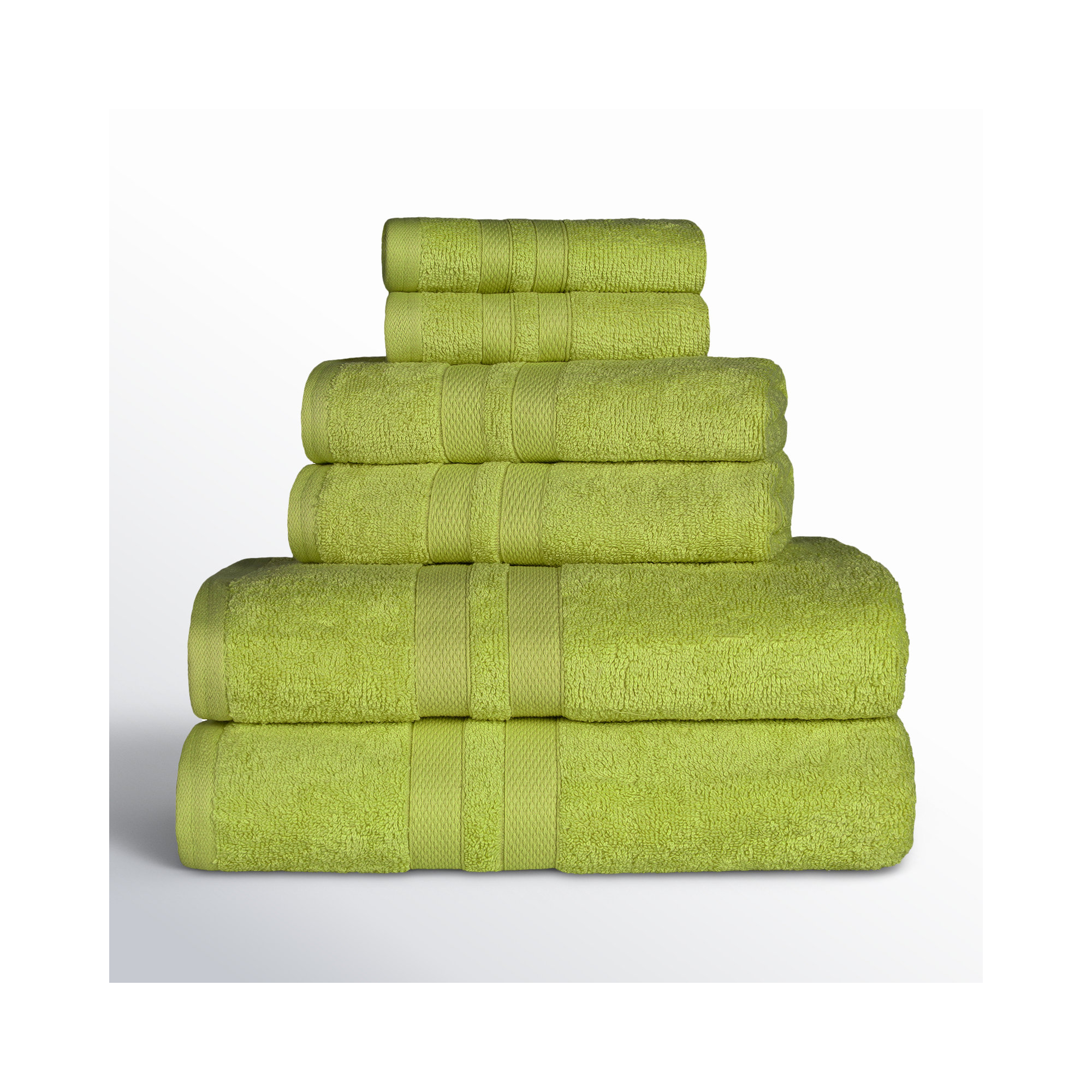 Amoy Soft 6 Piece 100% Cotton Towel Set, Celery