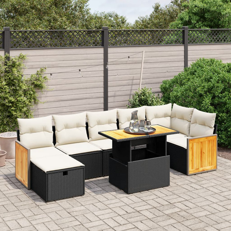 Vidaxl Garden Sofa Set Black, Cream White