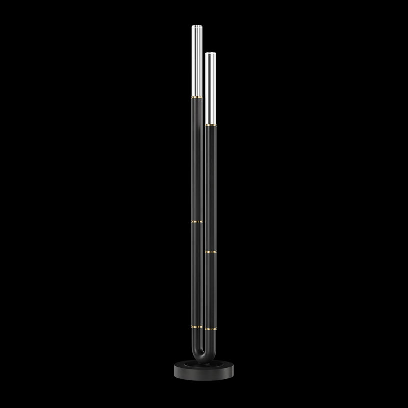 Antonia LED Floor Lamp, Black/Brass