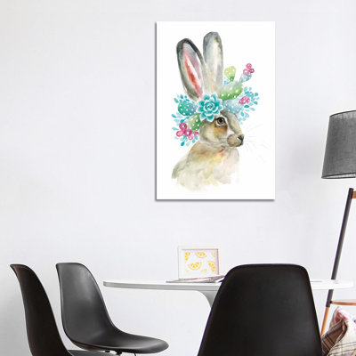 Cactus Bunny 1 Piece Wrapped Canvas Wall Art