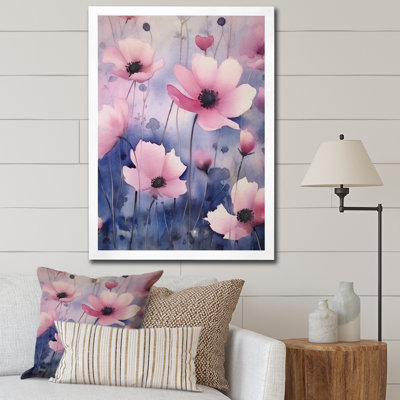 Fleurs roses et bleues - Impression sur toile florale