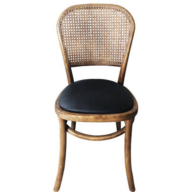 Emalyn Mid Century Brown Rattan Elm Wood King Louis Dining Side Chair