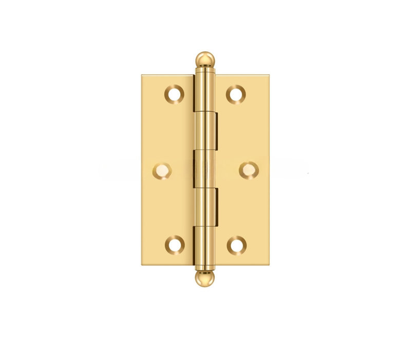 Charnière Deltana CH3020CR003 3 po x 2 po, avec embouts sphériques en paire de laiton poli PVD