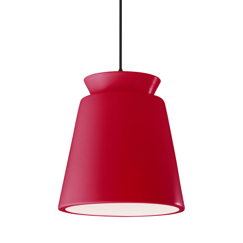 Luminaire suspendu conique à 1 lumière Logan, Cerise, Matte Black, Non