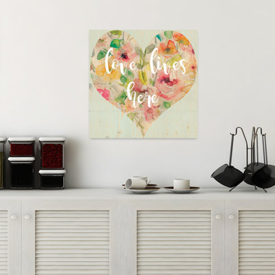 Love Lives Here Elegant Peaceful Romantic Flower Wall Art