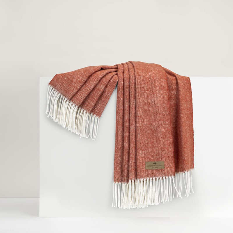 Italian Herringbone Throw, Spicy Orange