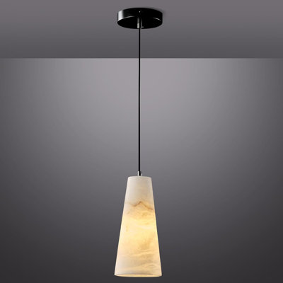 Luminaires suspendus en albâtre à hauteur réglable Belspring, abat-jour conique en marbre (ampoule incluse)