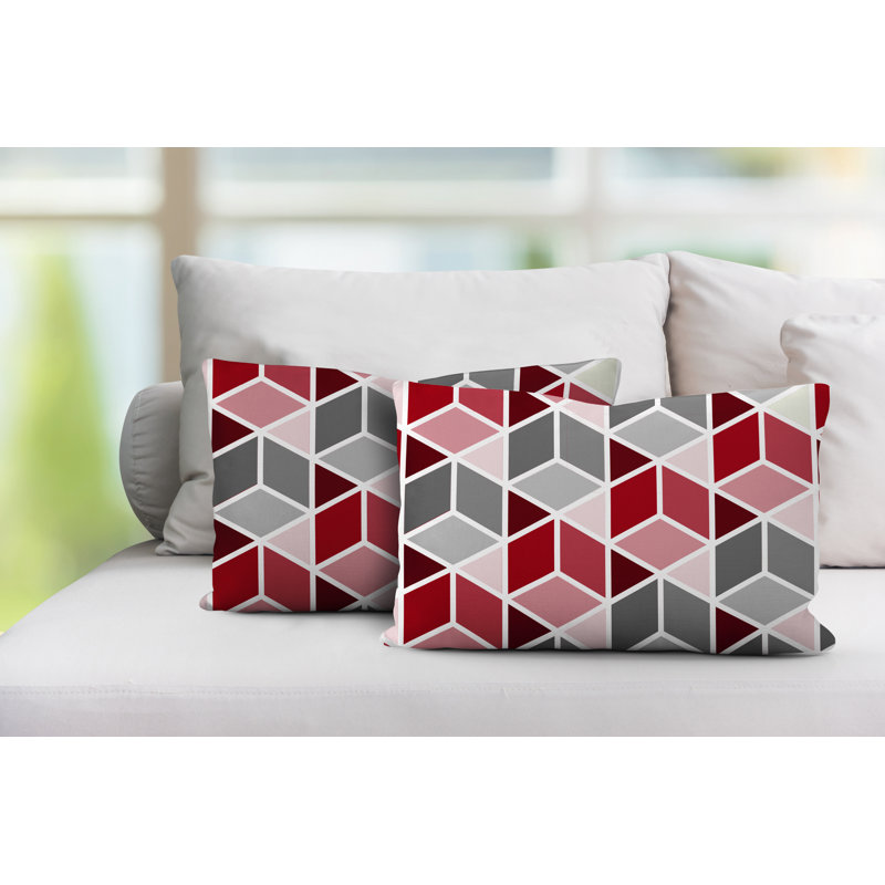 Coussin cubique intérieur / extérieur Cubana, Rouge