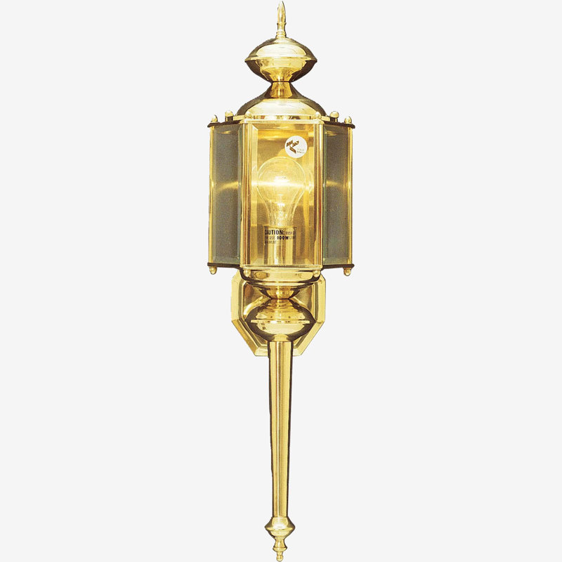 Lanterne murale d'extérieur murale en laiton poli pour l'extérieur à 1 lumière avec verre biseauté transparent Arol 