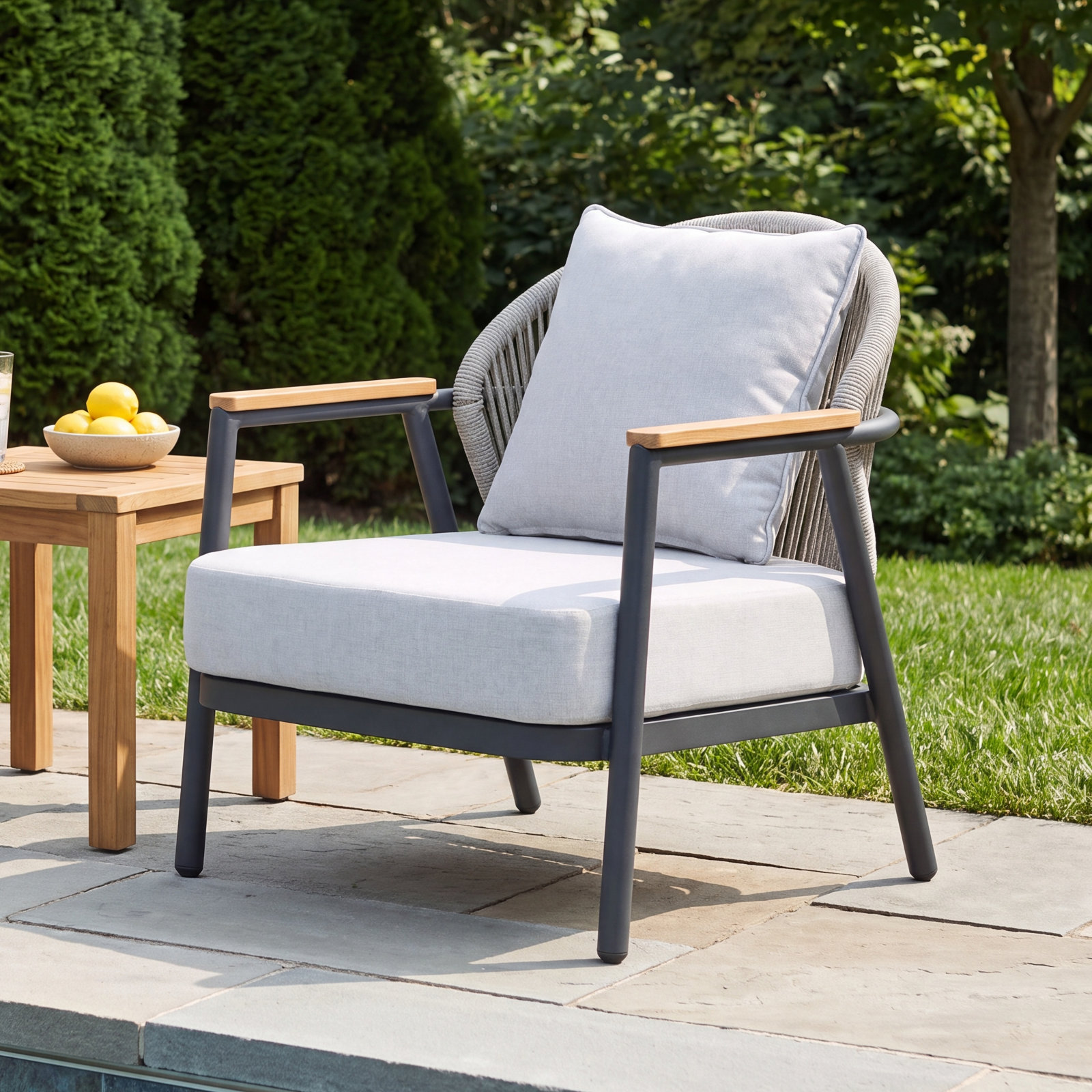 Patio Lounge Chair, Black