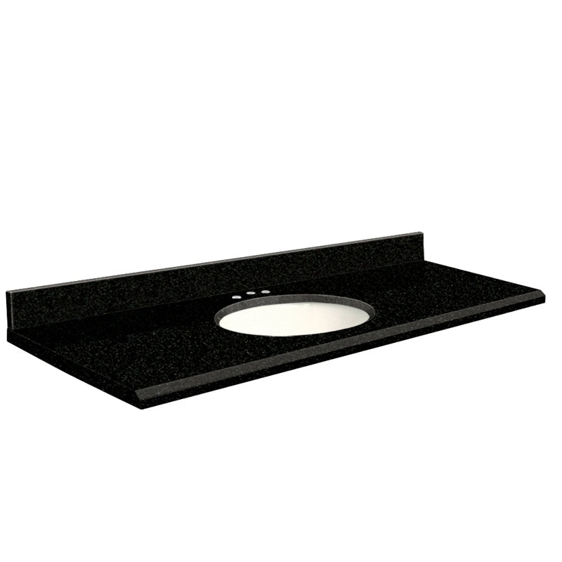 Dessus de salle de bain simple 61 po meuble-lavabo, Décalé de 8 po, Blanc, Noir absolu