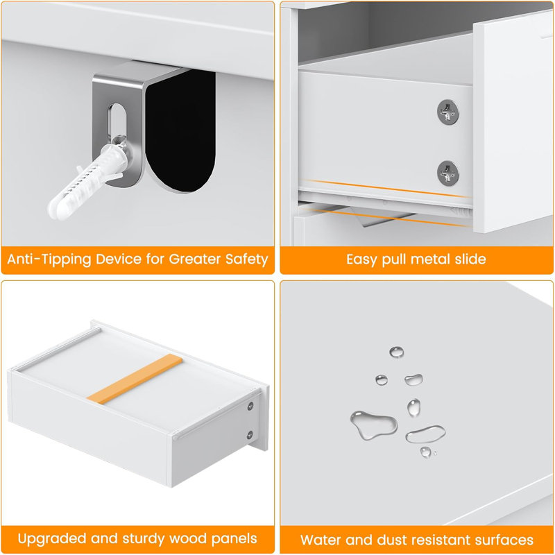 White Modern Double Dresser with Extra Deep Drawers