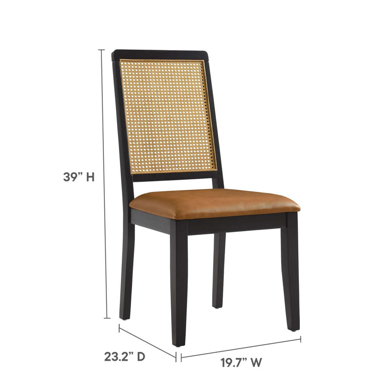 Modway Arlo Vegan Leather Side Chair Dining Chair, Tan, Black/Natural