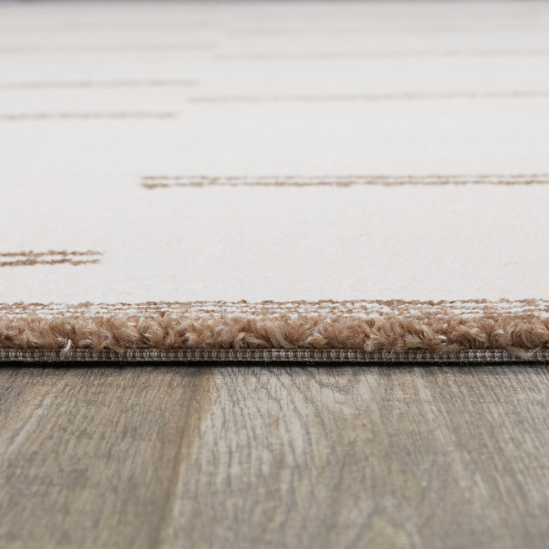 Roika Performance Geometric Ivory Rug, Rectangle 7'10" x 10'