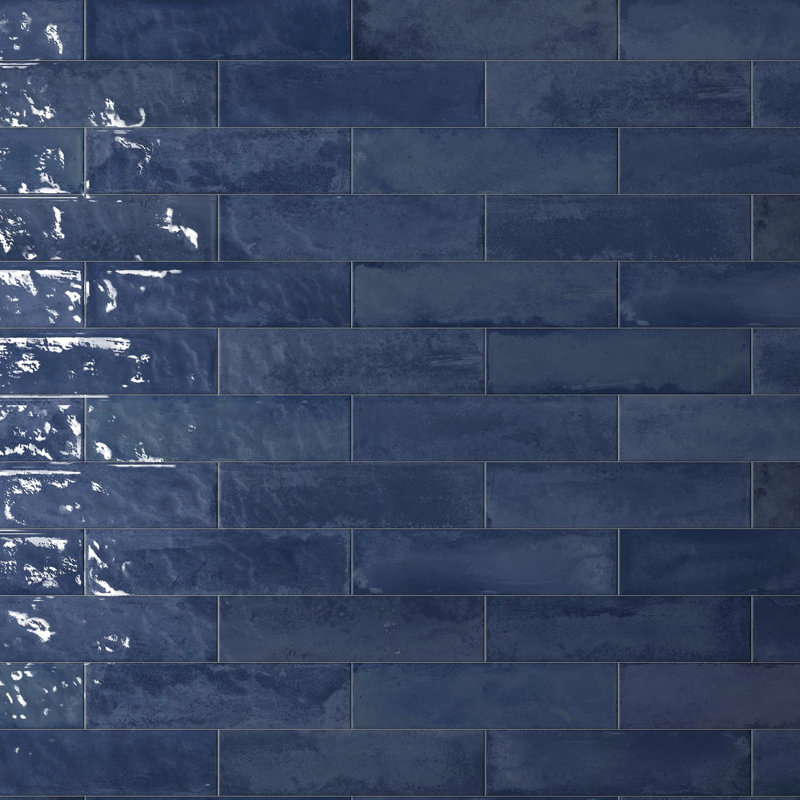 Carreau en porcelaine zellige 3 "x 12" Element, Bleu océan