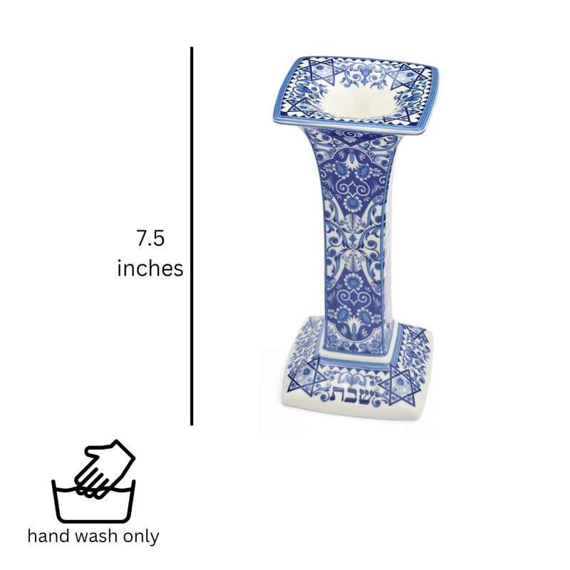 Spode Judaica Sabbath Candlesticks 7.5"