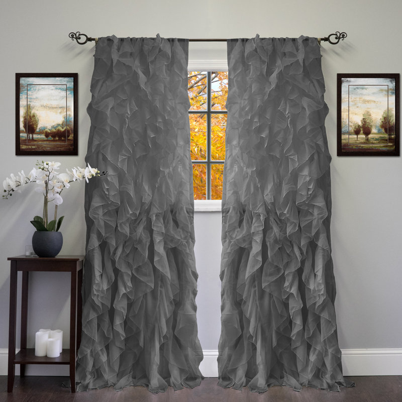 Fulda Semi Sheer Curtain Single Panel, Gray, 50" W x 108" L