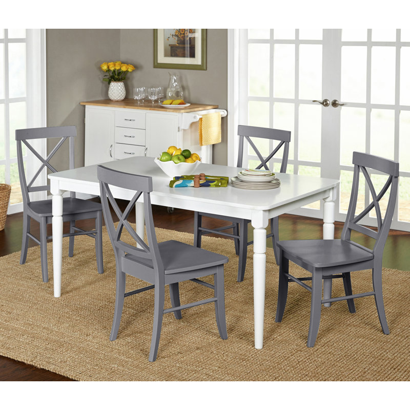 Ensemble de salle à manger Bellmead, Gris, 5 pièces : 1 table, 4 chaises